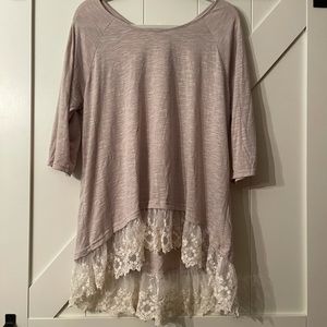 Lace detailed long sleeve blouse